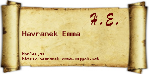 Havranek Emma névjegykártya